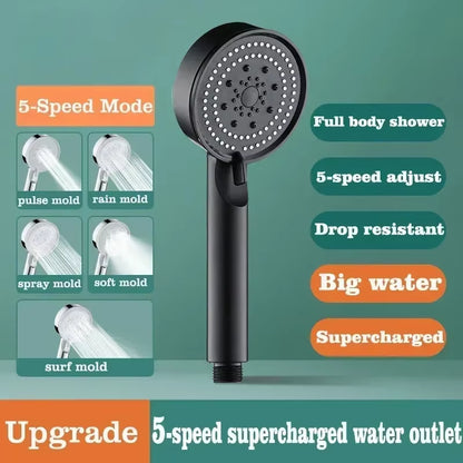 5 Modes Shower Head Adjustable High Pressure Water Saving Shower Head Bathroom Accessories Massage Showerhead Spray Nozzle